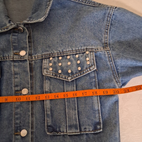 Nali Collection Blue Denim Crystal Studded Jacket Size S/M - Picture 8 of 14
